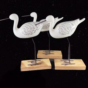 3 Piece Lucier Beach Bird Figurine Set Wood Figurine Home Decor 9”T Decorative